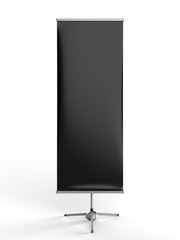 White blank empty high resolution Business Roll Up and  Standee Banner display mock up Template for your Design Presentation. 3d render illustration.