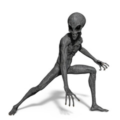 grey alien exploring arround