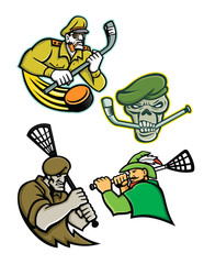 Military Warriors Lacrosse and Ice Hockey Mascot Collection