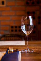 Empty Wine Glasses on table in restaurant