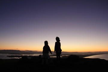 Fototapeta na wymiar Two People Silhouette, New Zealand