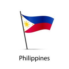 Philippines flag on pole, infographic element on white