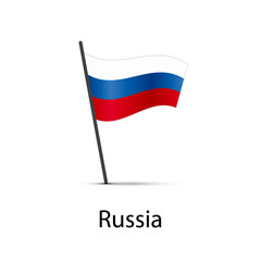 Russia flag on pole, infographic element on white