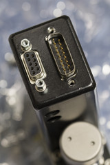 Electronic male and female terminals.