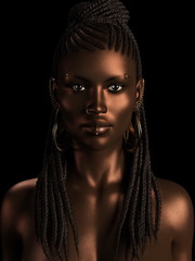 3D illustration African girl portrait