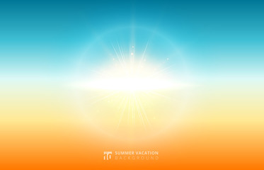 Abstract nature blurred sky background summer sunlight with flare sun.