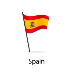 Spain flag on pole, infographic element on white