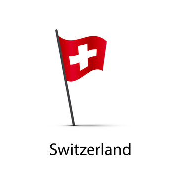 Switzerland flag on pole, infographic element on white