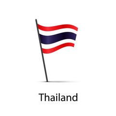 Thailand flag on pole, infographic element on white