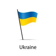 Ukraine flag on pole, infographic element on white