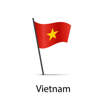 Vietnam flag on pole, infographic element on white