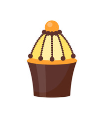 Cupcake. Dessert isolated on white background. Vector illustration.