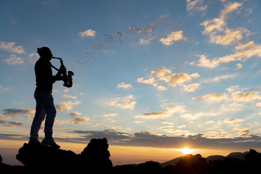 unusual beautiful day for saxophonist