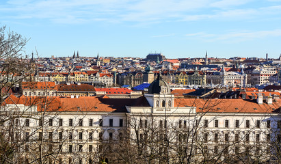 Fototapeta na wymiar Prague cityscape with the Justicní palác (Palace of Justice in English) in the foreground