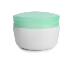 Cosmetic jar on white background