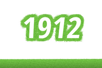 Jahr 1912 - weiße Zahl 1912 mit frischen gewachsenen grünen Grashalmen Symbol