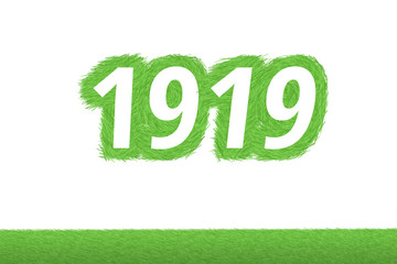 Jahr 1919 - weiße Zahl 1919 mit frischen gewachsenen grünen Grashalmen Symbol