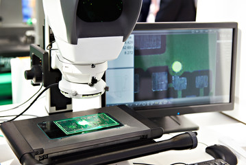 Digital microscope and monitor in lab