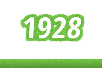 Jahr 1928 - weiße Zahl 1928 mit frischen gewachsenen grünen Grashalmen Symbol