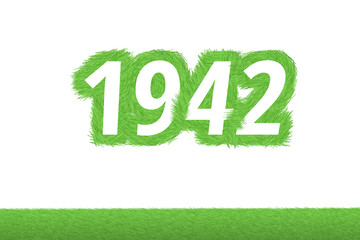 Jahr 1942 - weiße Zahl 1942 mit frischen gewachsenen grünen Grashalmen Symbol
