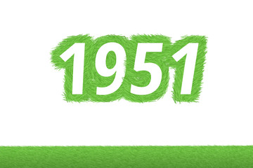 Jahr 1951 - weiße Zahl 1951 mit frischen gewachsenen grünen Grashalmen Symbol