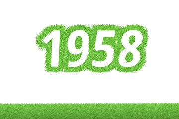 Jahr 1958 - weiße Zahl 1958 mit frischen gewachsenen grünen Grashalmen Symbol