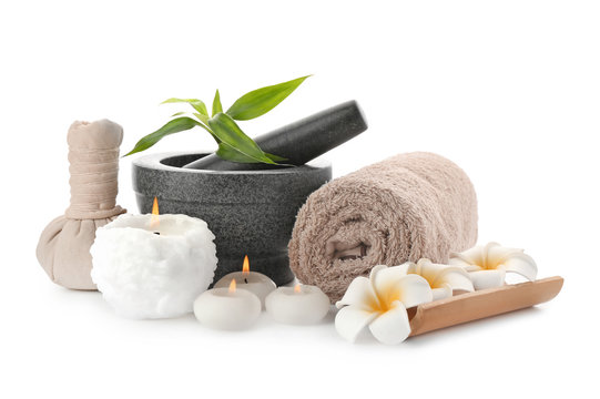 Set of spa accessories on a white background with space for text. Design  for beauty spa, massage salon. Background for beauty salon, wellness  center. 28636526 Stock Photo at Vecteezy