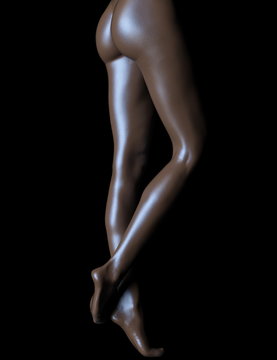 3D illustrator black stockings legs