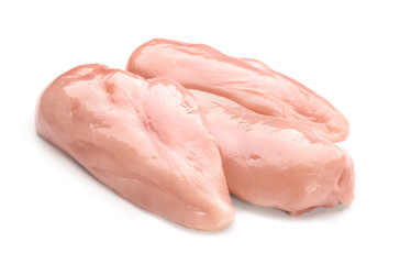 Raw chicken fillet on white background