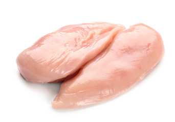 Raw chicken fillet on white background