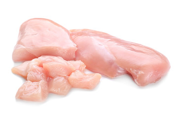 Raw chicken fillet on white background