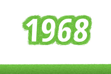 Jahr 1968 - weiße Zahl 1968 mit frischen gewachsenen grünen Grashalmen Symbol - obrazy, fototapety, plakaty