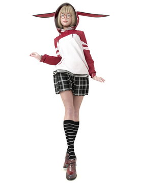 3D illustration cute uniform girl