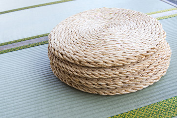 Fototapeta na wymiar homemade floor straw mats