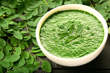 Homemade herbal remedy for skin care- moringa oleifera cream paste.