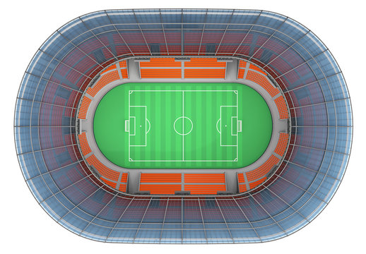 Stadium building is a top view. 3d illustration