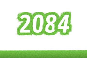 Jahr 2084 - weiße Zahl 2084 mit frischen gewachsenen grünen Grashalmen Symbol