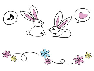 Cute bunnies in love.