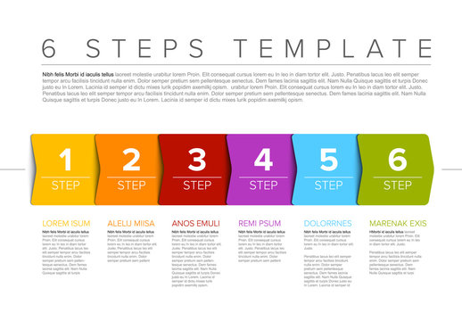 Vector progress six steps template
