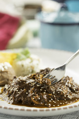 pollo con mole en salsa de chocolate