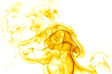 Yellow smoke on white background