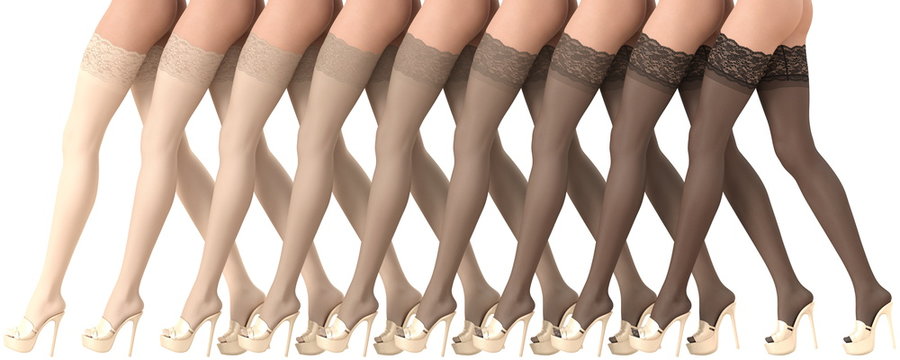 3D illustration colored gradient stockings beautiful legs