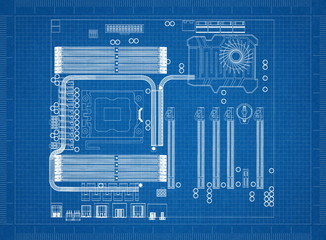 Computer Motherboard Architect blueprint
