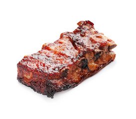 Delicious grilled ribs on white background
