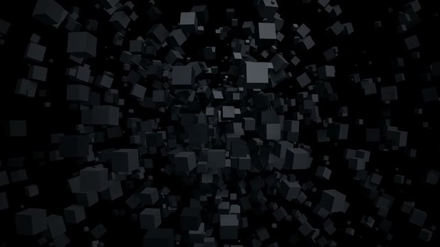 Abstract 3d rendering of geometric shapes. Computer generated animation. Modern background with cubes. Motion design for poster, cover, branding, banner, placard. 4k UHD