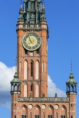 Fototapeta na wymiar 14th century Gdansk Main Town Hall on Royal Route, Gdansk, Poland