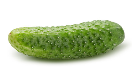 Fresh green cucumber isolated on white background. Clipping path