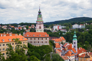 Obraz premium View of tower of Cesky Krumlov castle, Czech republic
