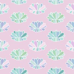 house plants pink purple blue green turquoise pastel succulent scandinavian style boho seamless pattern on a light pink background vector