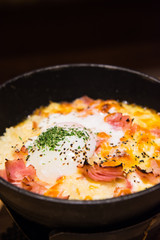 ham and cheese with egg risotto